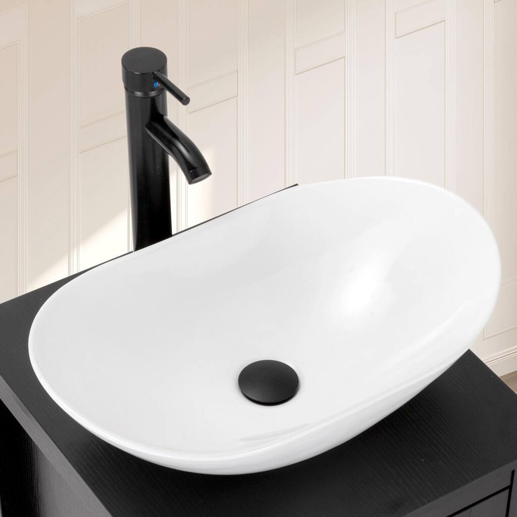 Eclife Modern Bathroom Sink Tempered Glass & Ceramic Artisan Basin for Vanity