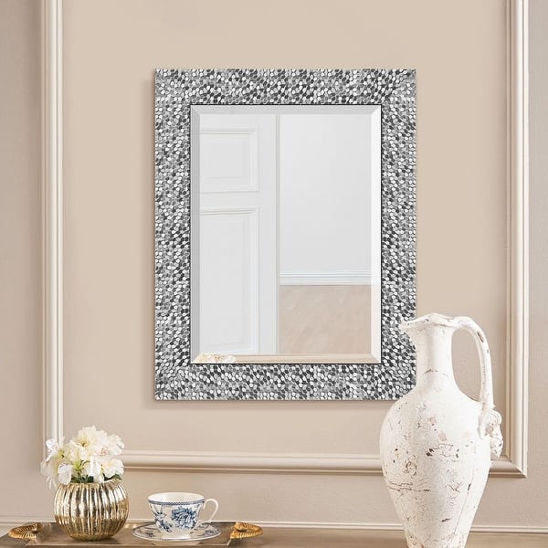 Copper Grove Tichla Beveled Rectangular Accent Mirror With Mirrored Mosaic Frame 19 24 0 75 Overstock 30380466