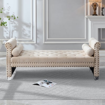 Tiffiany Luxury Tufted Velvet Upholstered Extra Long Bed Bench