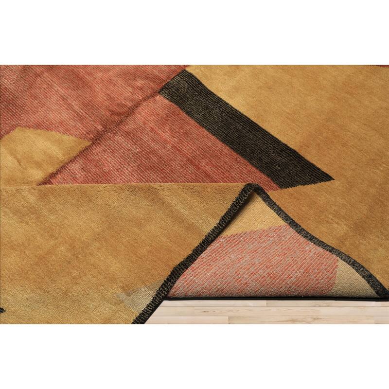 6x8'10'' Hand Knotted Wool Rust Tibetan Textured Color Modern & Contemporary Rug - 6' x 8' 10''