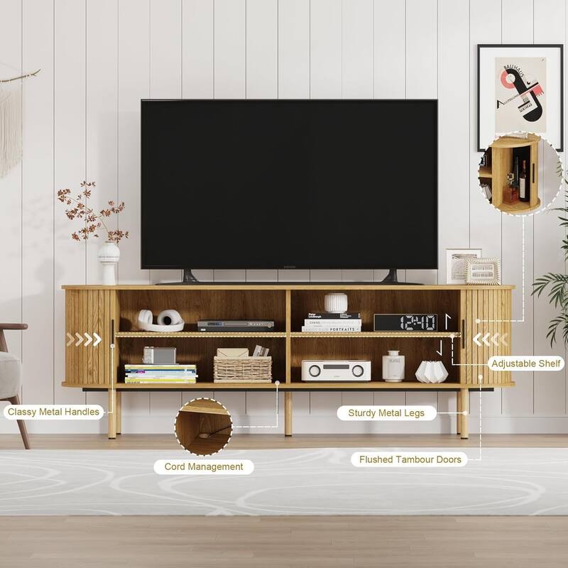 70.1" TV Stand Media Console Table for Living Room, Bedroom TVs Up to 80 Inches - N/A