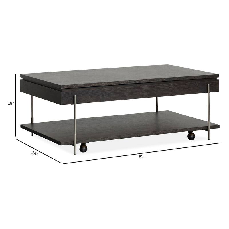 Magnussen Home Spencer Dark Briarsmoke Lift Top Storage Cocktail Table with Casters - 50''W x 28''D x 18''H