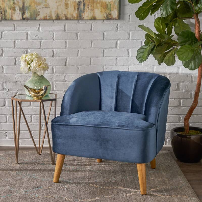 The Velvet Channel Club Chair - Antique Navy Blue