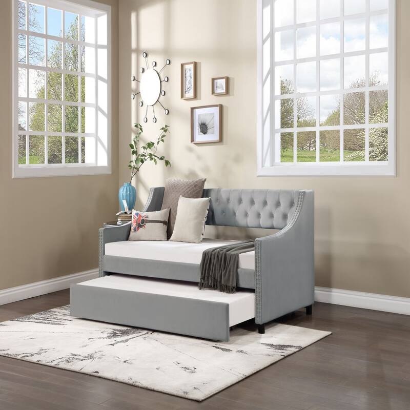 Twin Size Upholstered Daybed with Trundle