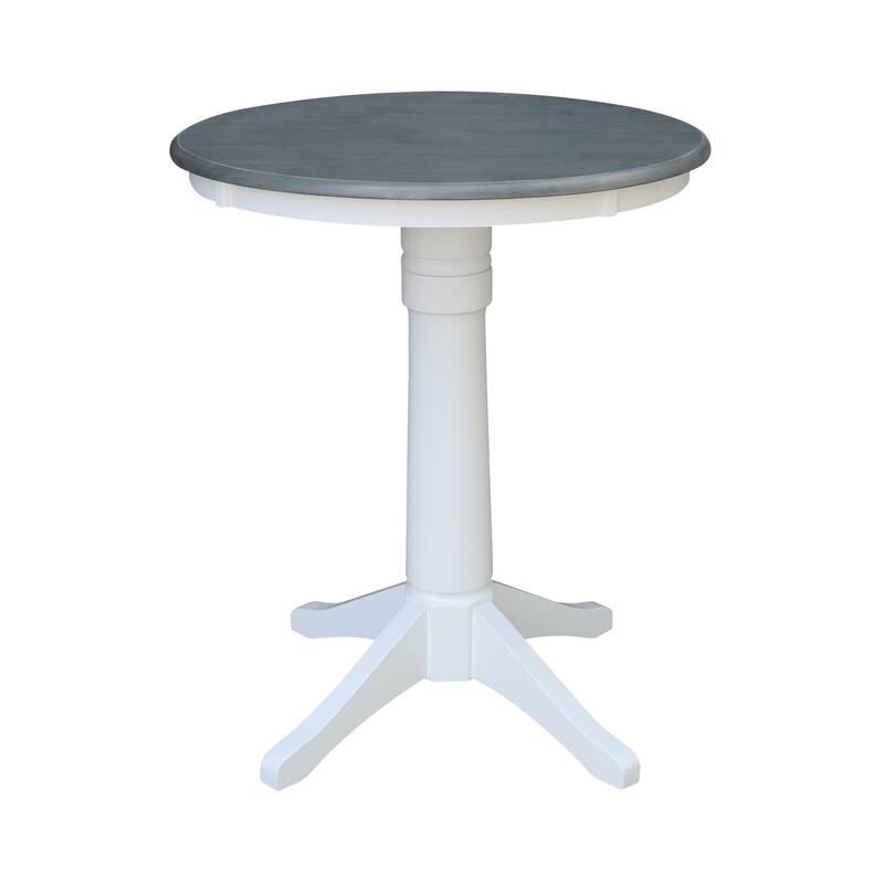 30" Round Pedestal Gathering Height Table with 2 X-Back Counter Height Stools