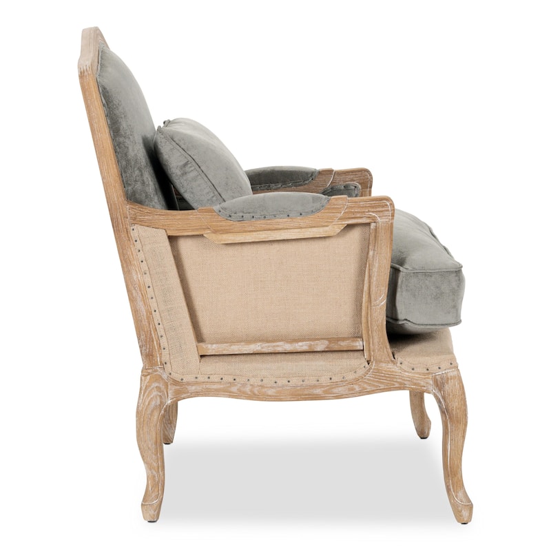 Classic Home Brittani Upholstered Grey Arm Chair - 38Hx29Wx31D