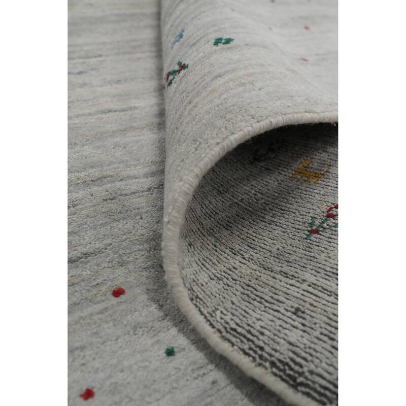 Hand Knotted Oriental Viscose Silk Carpet Tribal Animal Pictorial Greys & Charcoal Gabbeh Area Rug - 11' 8'' X 8' 10''