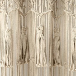 Lush Decor Boho Macrame Tassel Cotton Window Curtain/Room Divider/Wedding Backdrop/Wall Decor - 84" x 40"