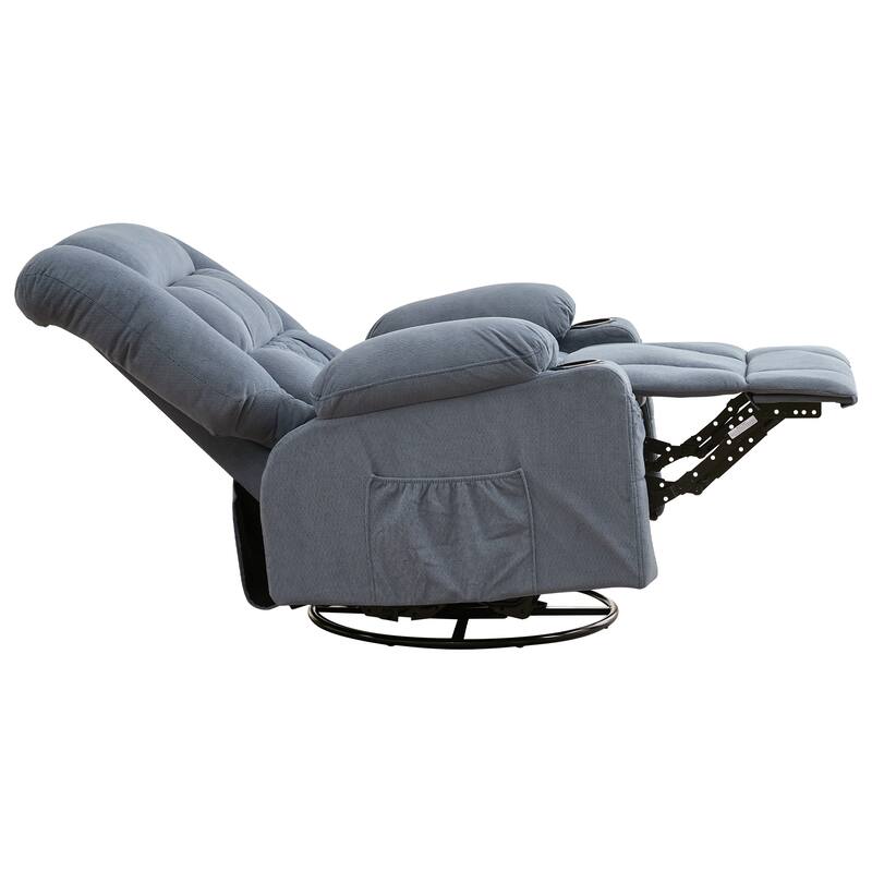 Oversized Swivel Recliner Chair with 4-Point 3D Kneading Massage and Heat, Single Sofa Chair with 2 Cup Holders & USB Port