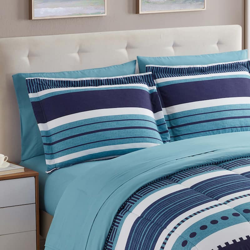 7-Piece Printed Bed in a Bag Comforter and Sheet Sets