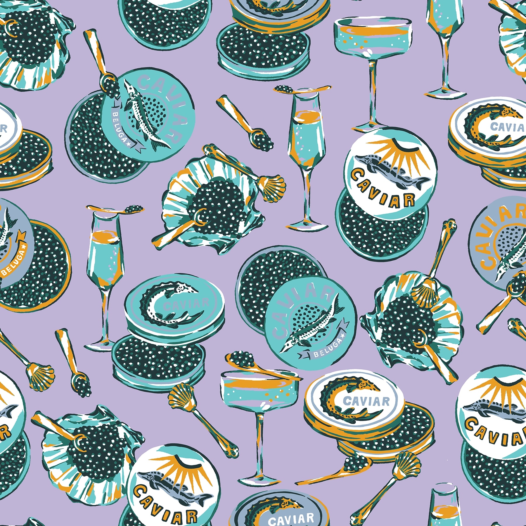 Champagne and Caviar Lavendar Peel and Stick Wallpaper