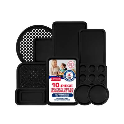Baking Set - 10 Piece - Deluxe Non Stick Black Coating Inside and Outside - Carbon Steel Bakeware Set - PFOA PFOS