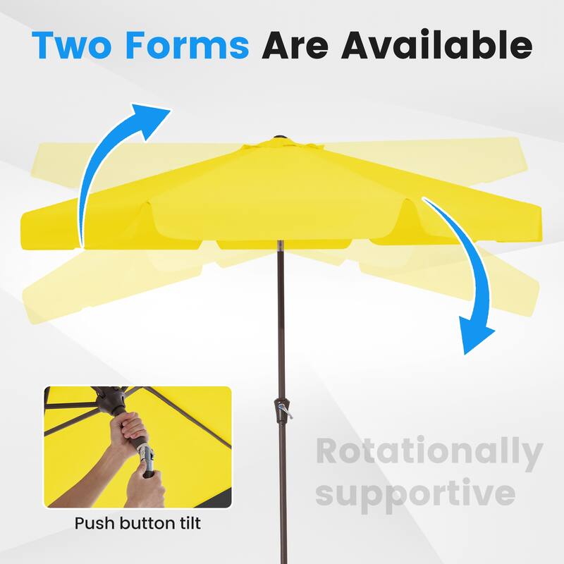 10ft Patio Market Umbrella with UV-Resistant and Sagging Edge Designed