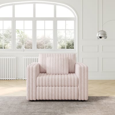 44.9" Plush Modular Sofa Single, Light Pink, Metal Frame, Free Combination