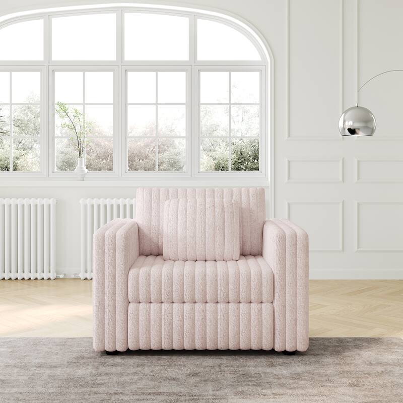 44.9" Plush Modular Sofa Single - Highly Comfortable, Stylish & Functional for Bedroom & Living Room, Light Pink
