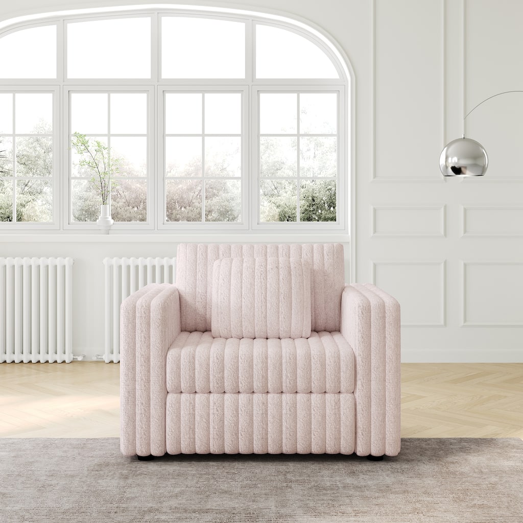 44.9" Plush Modular Sofa Single - Highly Comfortable, Stylish & Functional for Bedroom & Living Room, Light Pink