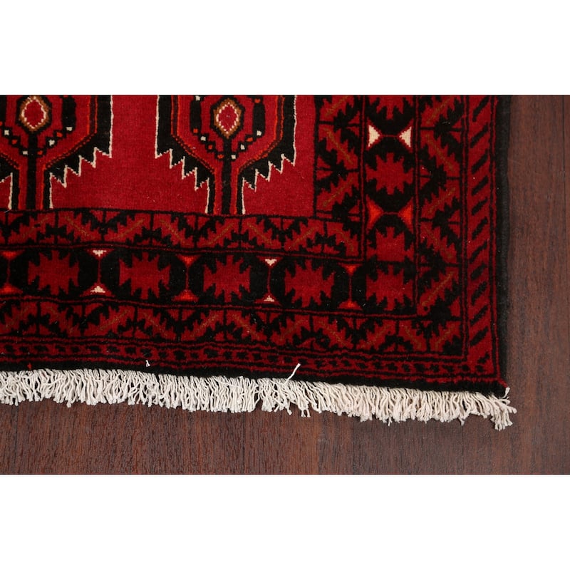 Geometric Balouch Persian Area Rug Wool Hand-knotted Foyer Carpet - 3'9" x 5'4"