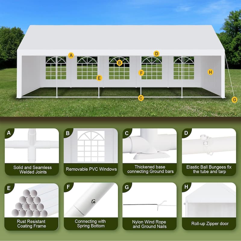 Outdoor Wedding Canopy Tents for Parties with Removable Sidewalls & 3 Storage Bags, Waterproof Gazebo Shelter
