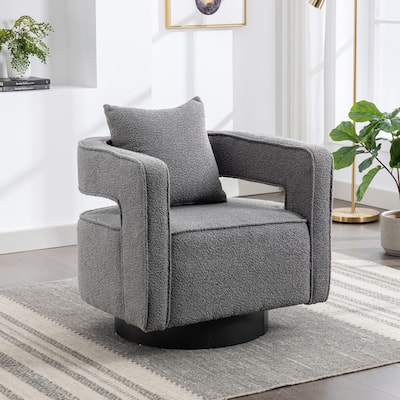 29"W Boucle Upholstered Swivel Armchair Single Sofa