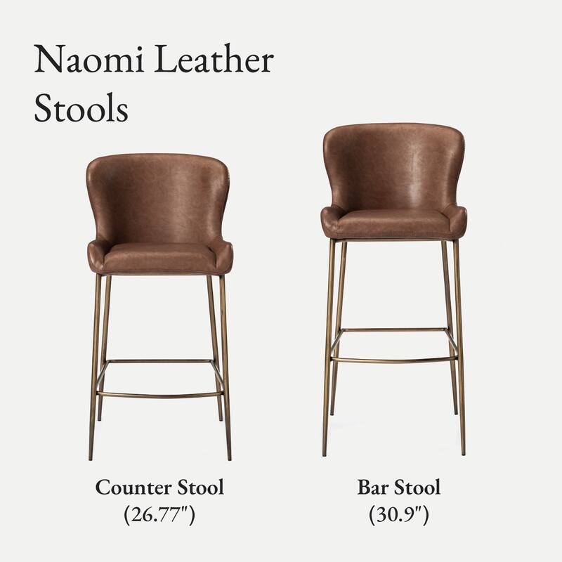 Maven Lane Naomi Metal and Vegan Leather Kitchen Dining Stool