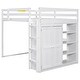 preview thumbnail 12 of 14, Full Size Wood Loft Bed with Built-in Wardrobe, Storage Shelves, and Under-Bed LED Lighting
