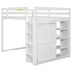 preview thumbnail 12 of 14, White Full Size Wood Loft Bed with Built-in Wardrobe and Storage Shelves, Led light