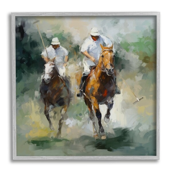 Stupell Two Polo Players Abstract Framed Giclee Art Design by
