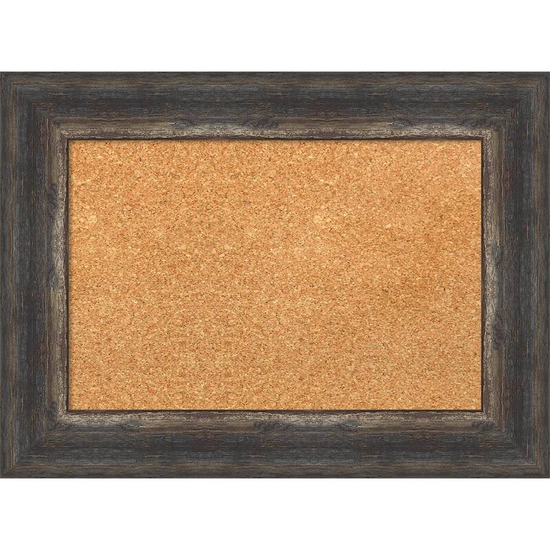 Bark Rustic Framed Cork Bulletin Memo Board - 23-Inch x 17-Inch - Bark Rustic Char