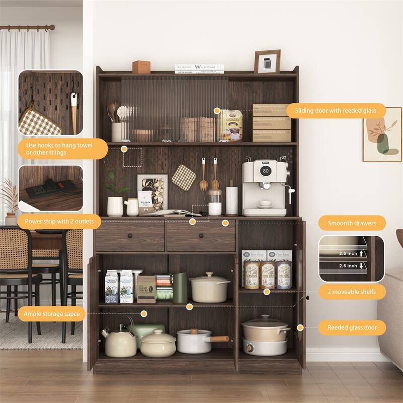 71"Tall Kitchen Pantry Storage Cabinet,Large Capacity Display Cabinet