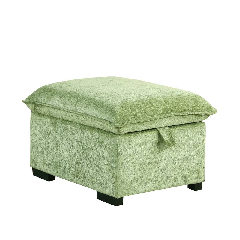 82.67" Chenille L-Shape Sectional Convertible Sofa Bed with Storage Ottoman, USB Ports and Power Sockets