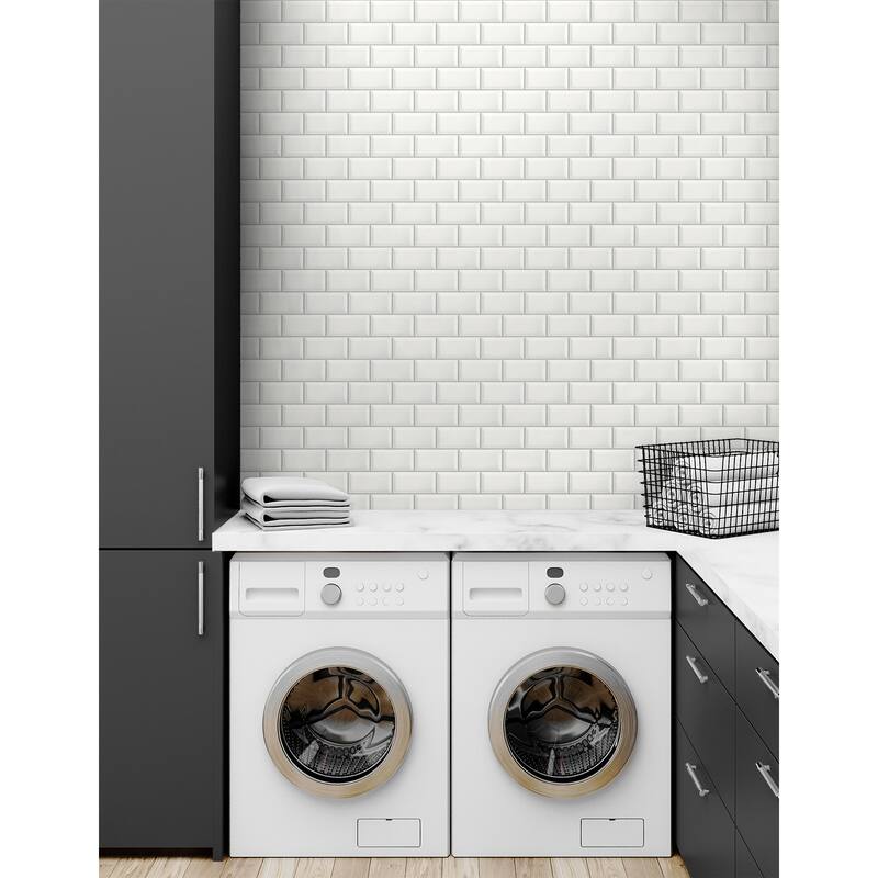 NextWall Large Subway Tile Peel and Stick Wallpaper - 20.5 in. W x 18 ft. L