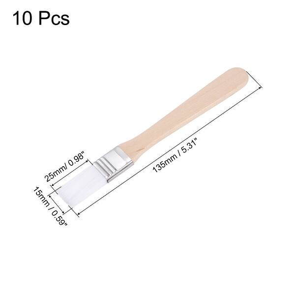 slide 3 of 5, 0.6" Width Small Paint Brush Nylon Bristle with Wood Handle Tool 10Pcs - White White
