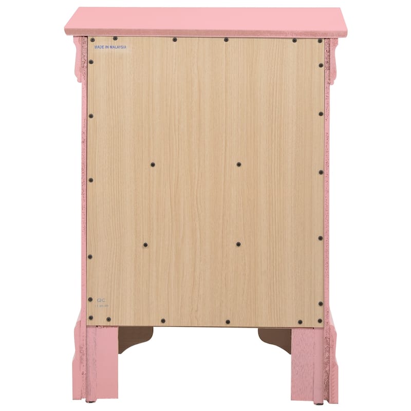Pink Nightstand 29x21x16 with Three Spacious Drawers, Charming Bedside Table for Bedroom Storage and Cheerful Accent Decor