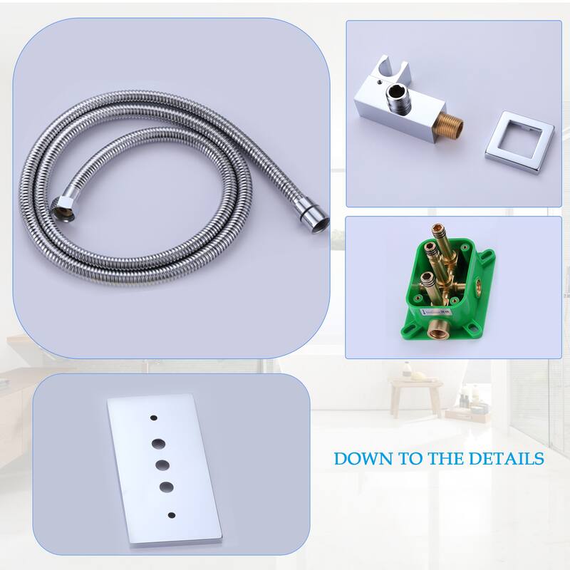 Luxury Thermostatic 3-Way Complete Rain and Waterfall Shower System with Adjustable Handheld