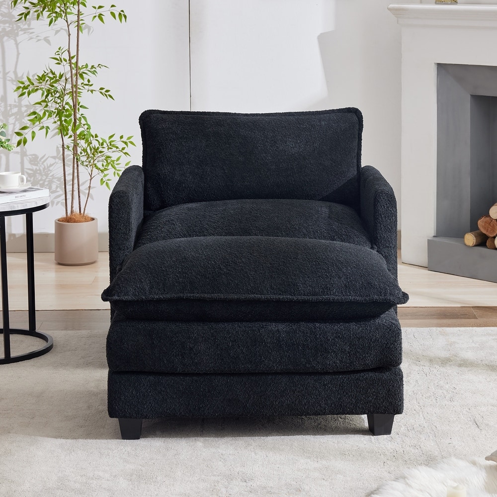 4-Seat Modular L-Shaped Corner Sectional Sofa with Ottoman, Soft Chenille Upholstery and Deep Seating for Living Room