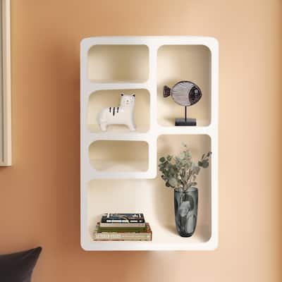 Sagebrook Home 24-inch White Rectangular Rough Finish MDF Wall Shelf for Chic Wall Storage and Home Decoration - 16" x 8" x 24"