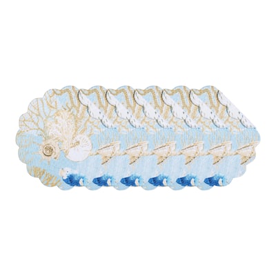 Belmont Reef Reversible Machine Washable Round Scallop Quilt Placemats Set of 6
