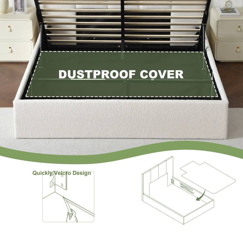 Full Size Lift-Up Storage Bed, White