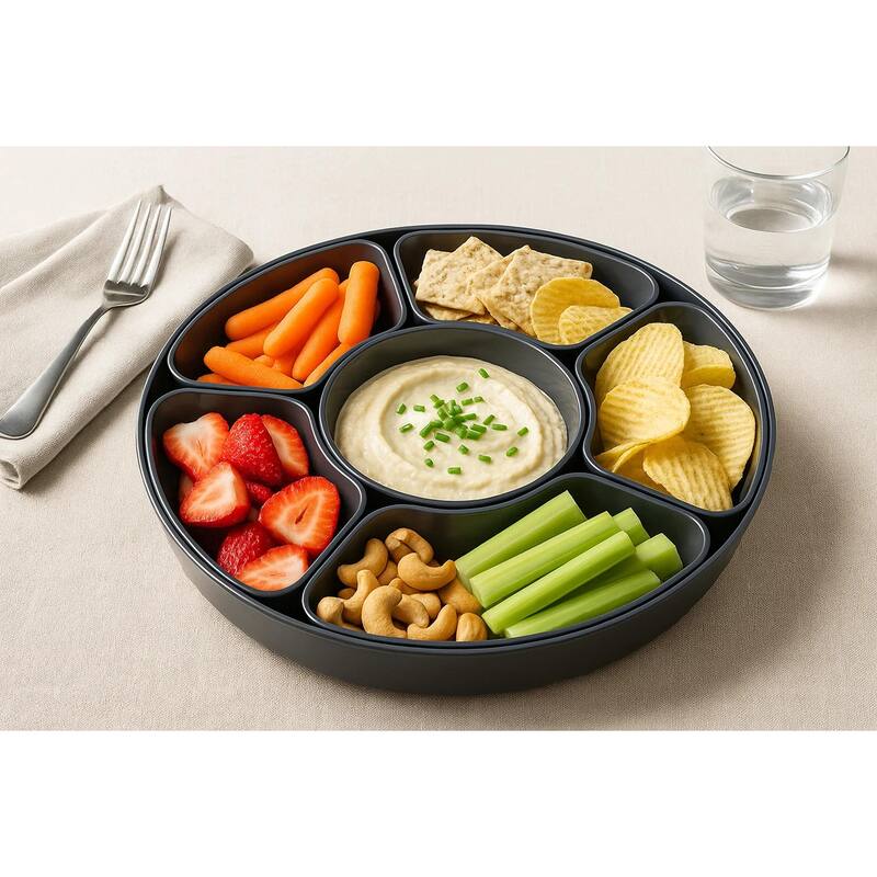 Lazy Susan PCPP Matte Black 9 PC Serving Set