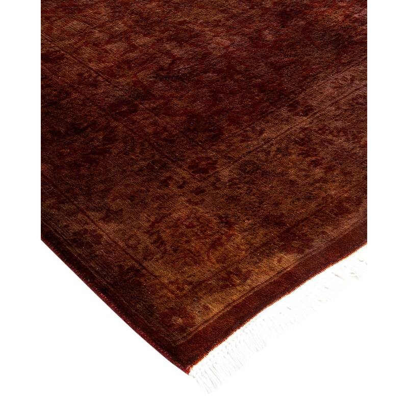 Overton Hand Knotted Wool Vintage Inspired Modern Contemporary Overdyed Brown Area Rug - 4' 9" x 7' 5"