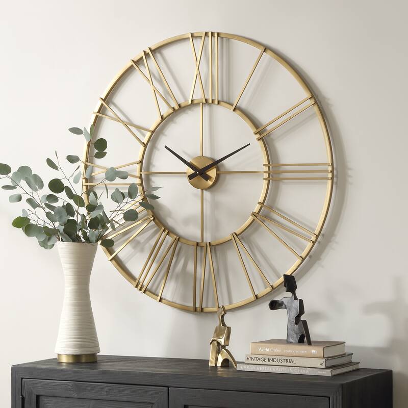 Uttermost Keyann Brass Wall Clock - 36"H x36" W x 0.375"D