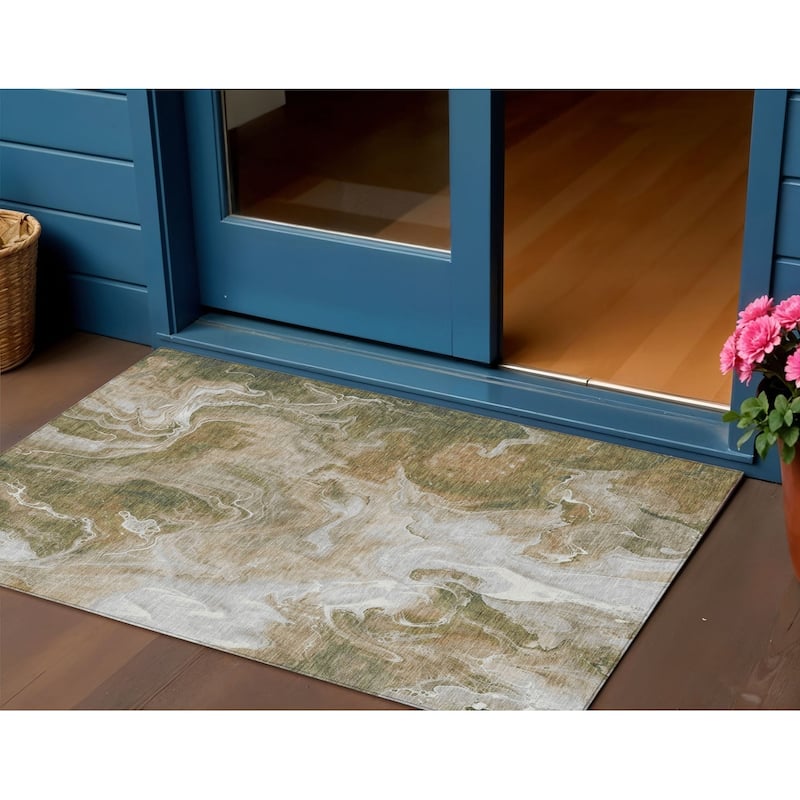 HomeRoots Abstract Modern Rectangle Outdoor Rug - 3' x 5'
