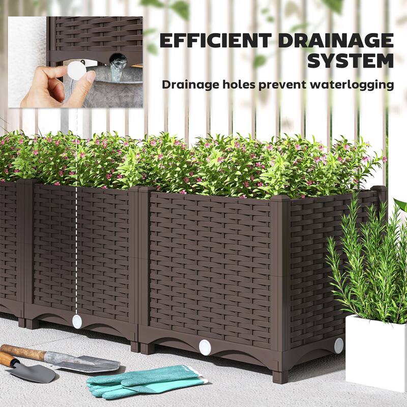 Outsunny 4 x 1 x 1 ft Raised Garden Bed, Indoor Outdoor Plastic Planter Box with Drainage Holes for Vegetables