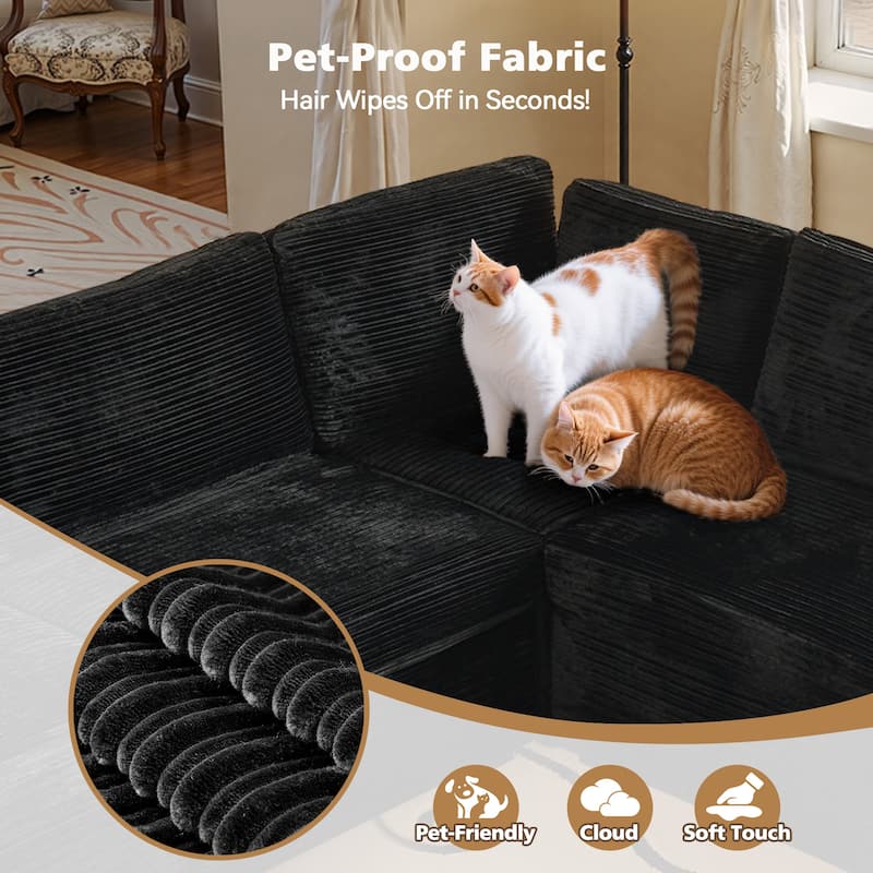 HOOOWOOO Modern Upholstery Fabric Sectional Sofa
