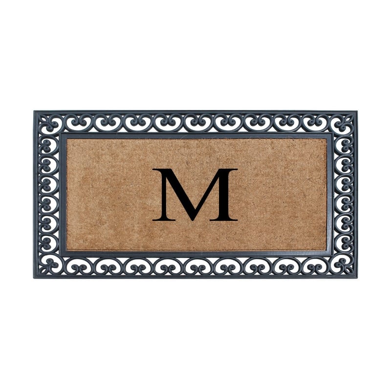 A1HC Natural Rubber and Coir Monogrammed Front Porch Entry Doormat 30"X48"