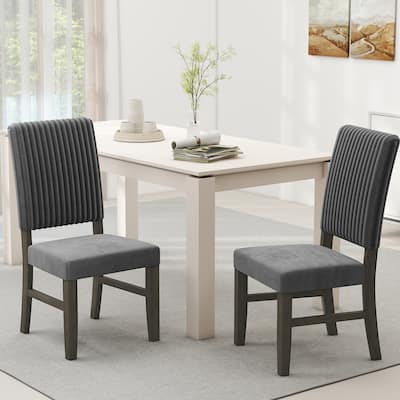 Grey Black Velvet Dining Chairs Set with High Backrest Ergonomic Comfort Cushioned Seating - 20" x 23.5" x 40"