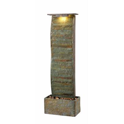 Rivera 48" Indoor and Outdoor Waterfall Floor Fountain - Slate - 16" x 48"