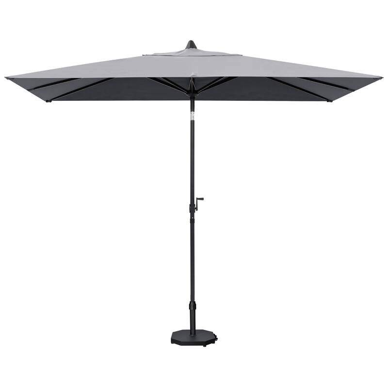 9 x 5 FT Outdoor Patio Rectangular Market Umbrella and Base Stand with Wheels