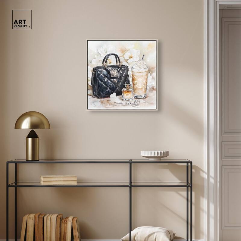 Trinkets and White Floral Canvas by Art Remedy