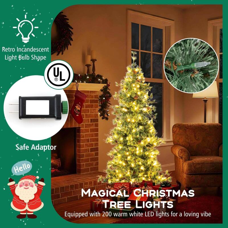 Costway 6/7/8 FT Artificial Christmas Tree with 370/502/702 Branch & - See Details - Green